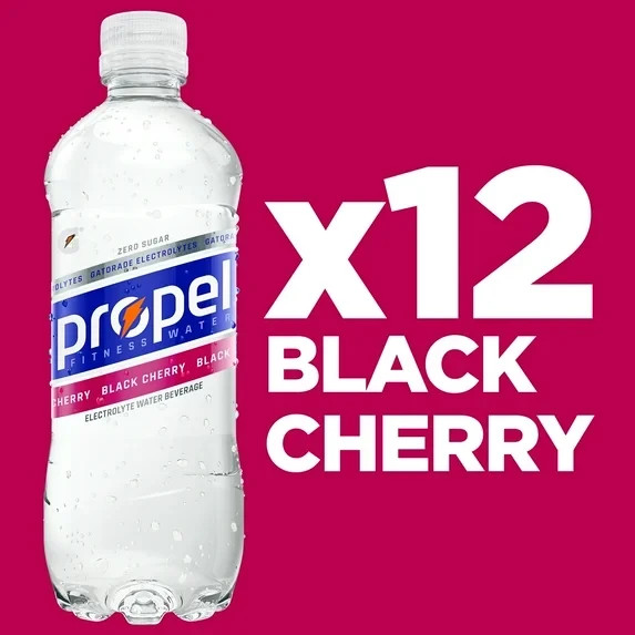 Propel Black Cherry Water with Electrolytes, Vitamins C,E, 16.9 fl oz Bottles, 1