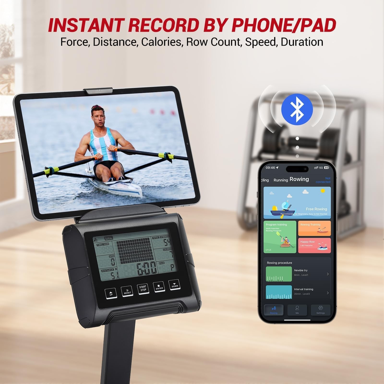 Water Rowing Machines ,380 LBS Foldable Rower Machine for Full Body Workout Home