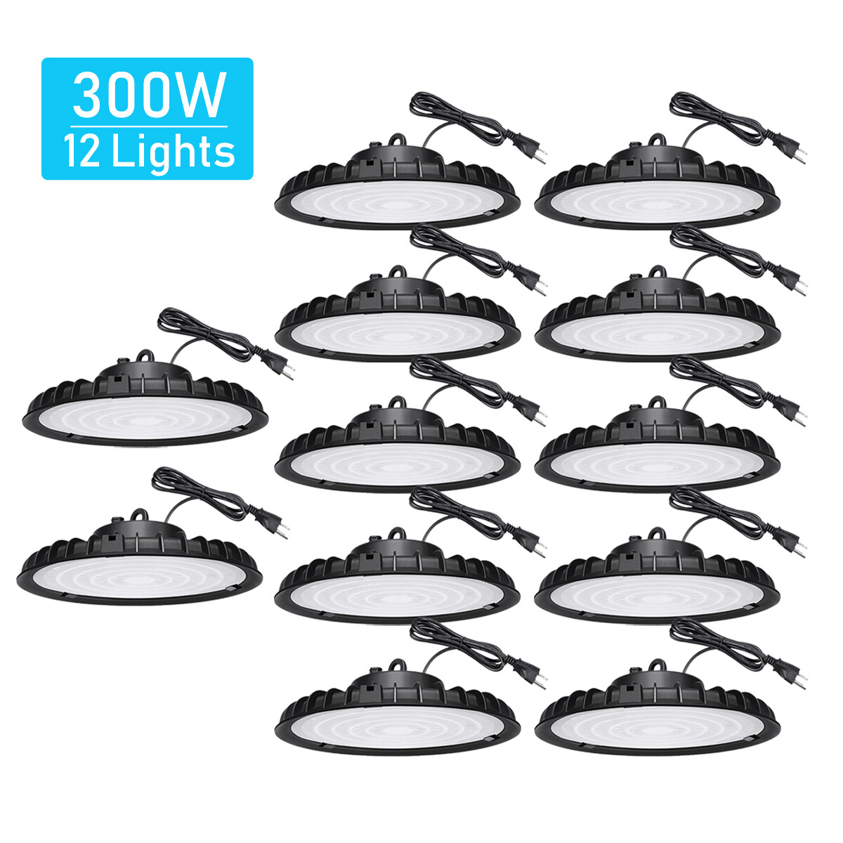 12Pcs 300W UFO Led High Bay Light Commercial Industrial Factory Gym Shop Light