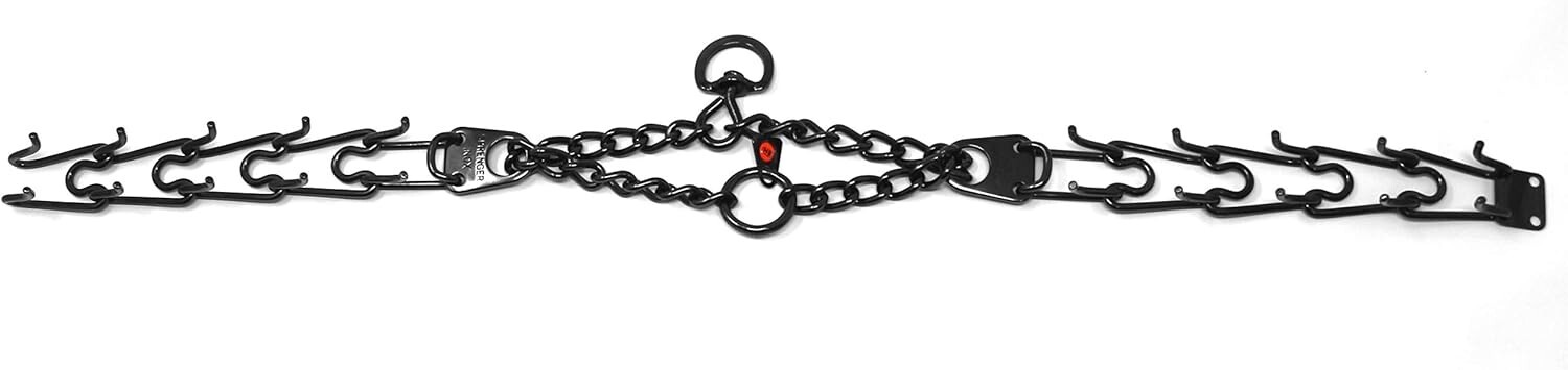 USED-Sprenger Black Stainless Steel Prong Dog Training Collar Swivel-2.25mmx16"