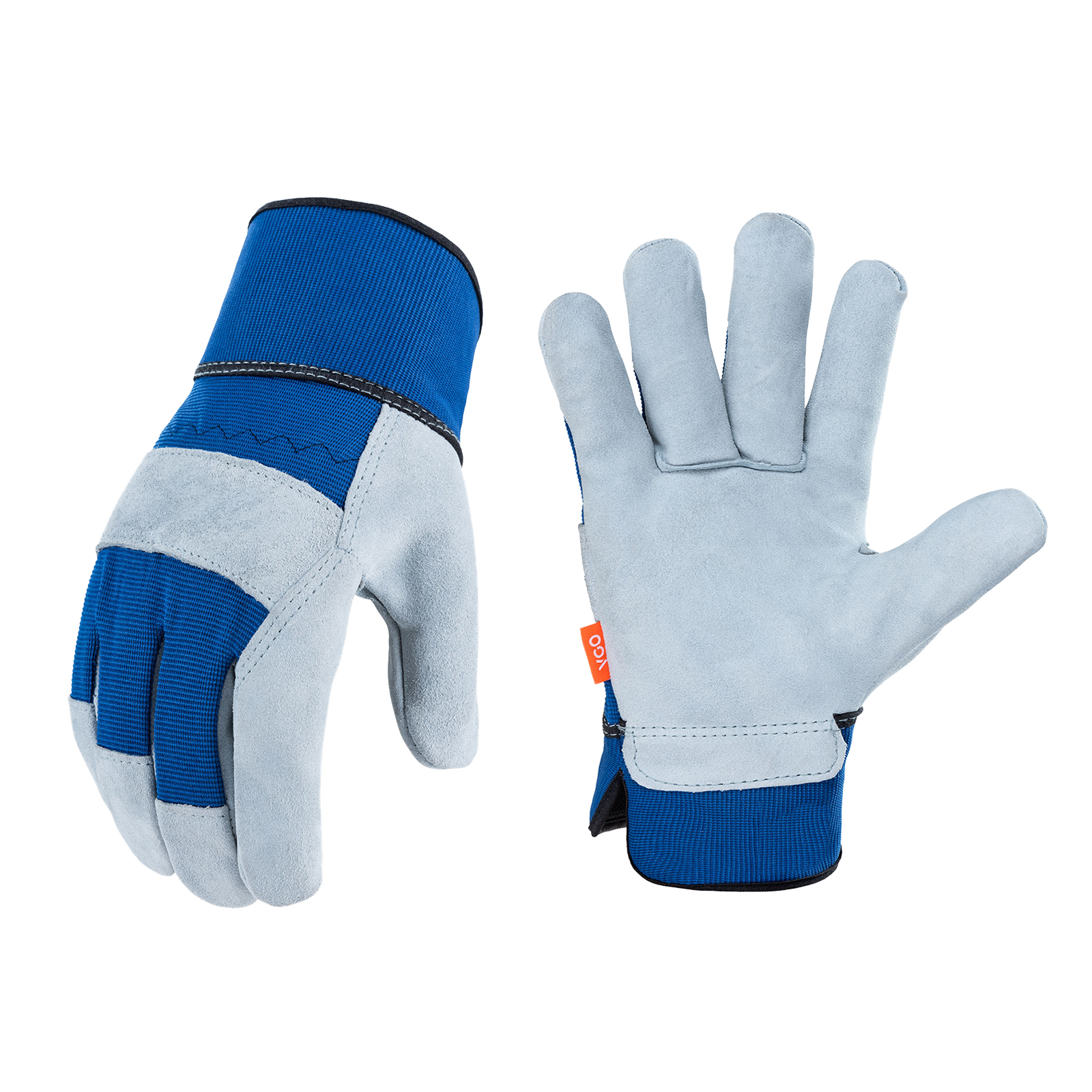 Vgo 1Pair Cow Split Leather Work/ Driver Gloves, Garden Gloves(CB3501-Blue)