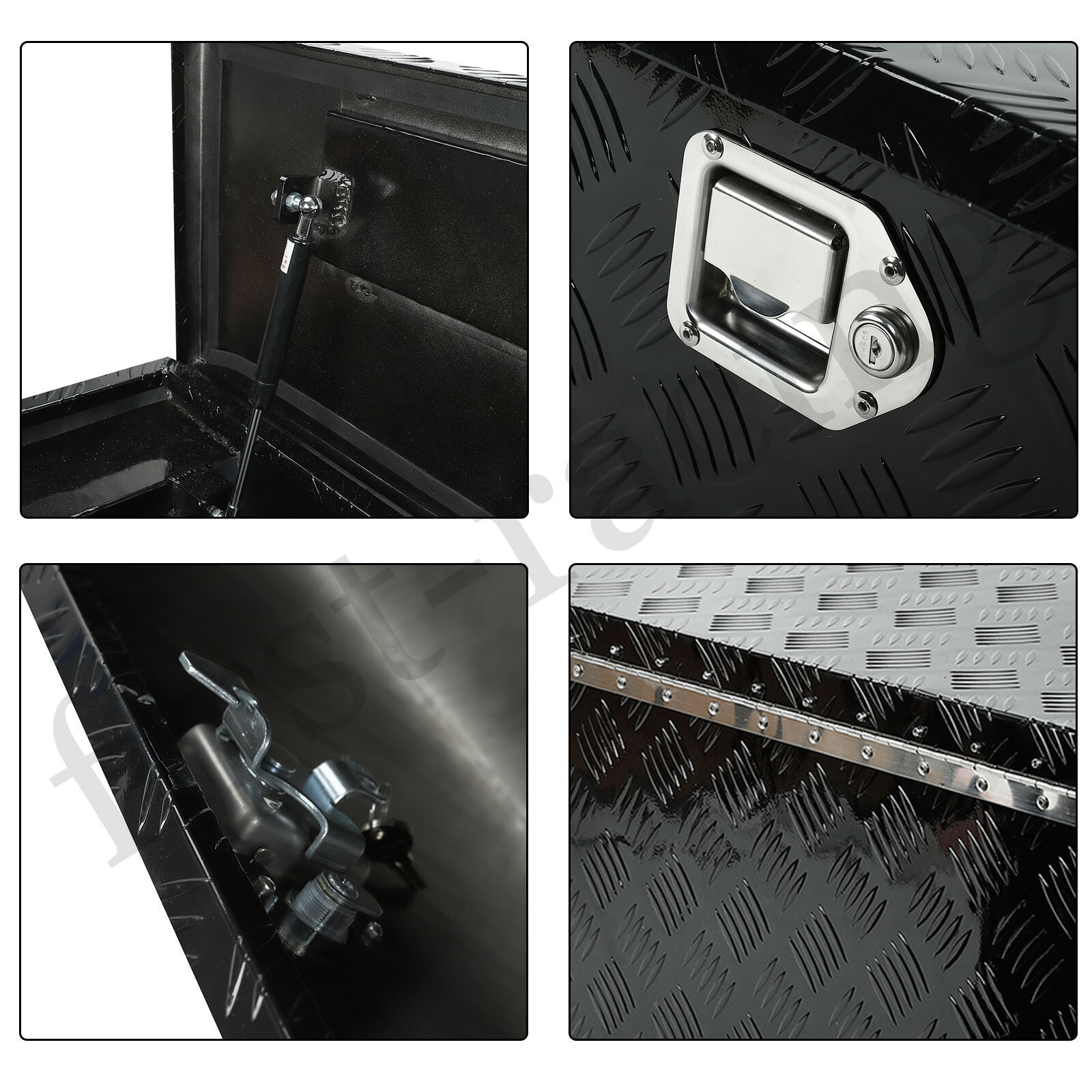 60"X12"X14" BLACK ALUMINUM PICKUP TRUCK TRUNK BED TOOL BOX TRAILER STORAGE+LOCK