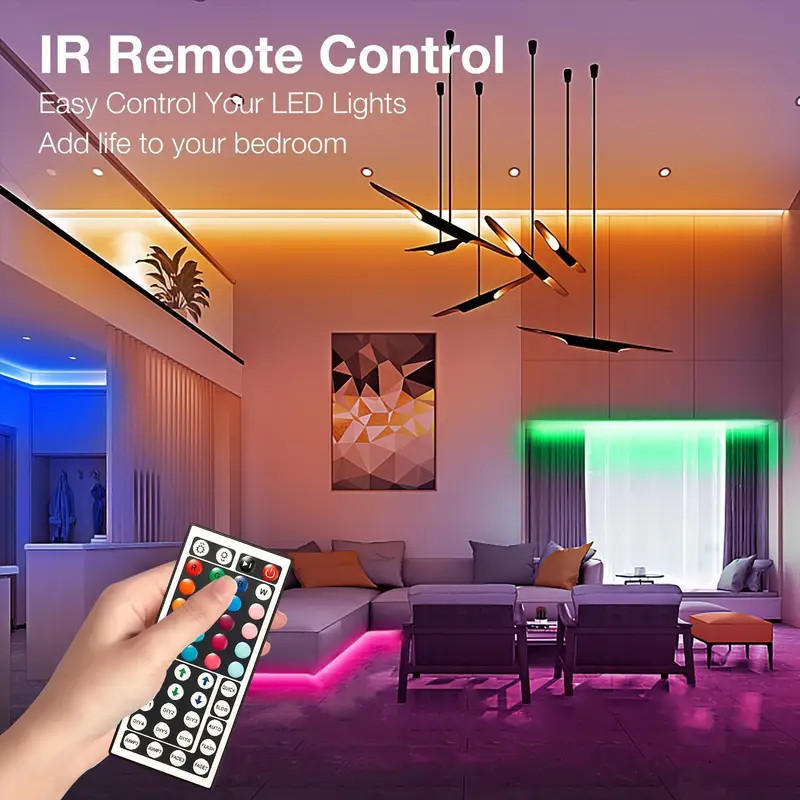 50 Ft LED Strip Lights, with 44 Keys Remote Control, Dimmable RGB Color Changing