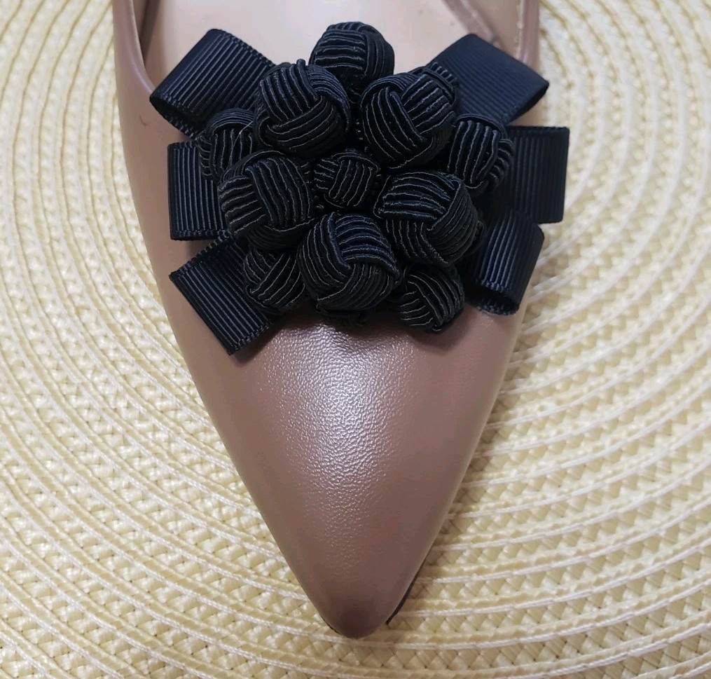 Vtg Shoe Clips BLACK 2.75" x 2" Wedding Everyday Awesome EUC