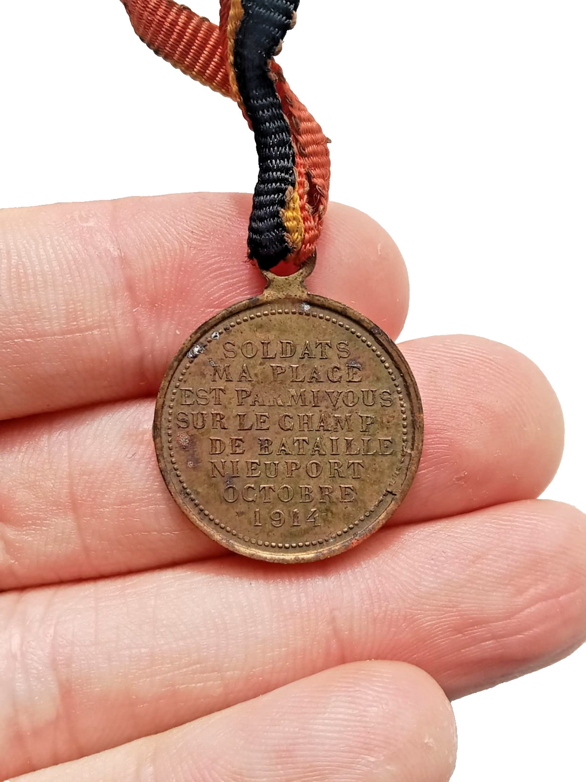 Antique 1914 WW1 Belgian Medal King Albert I commemorating Battle of the Yser