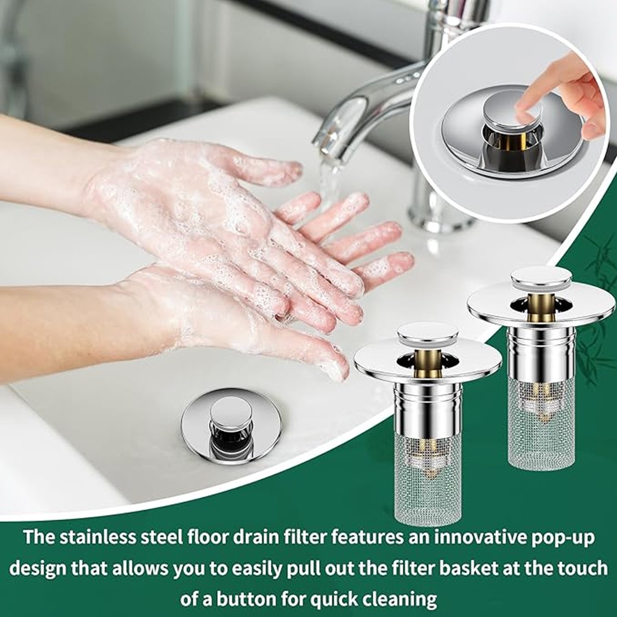 2 Pcs Bathroom Sink Stopper Hair Catcher Bathroom Pop Up Sink Drain Filter