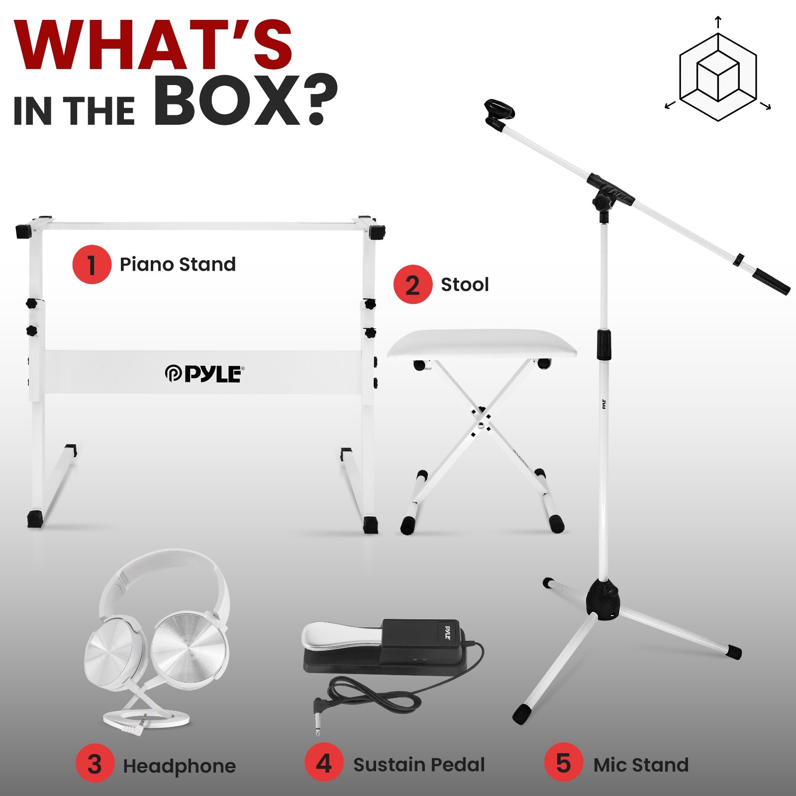 Pyle Heavy-Duty Keyboard Accessories-Keyboard Stand, Headset, Keyboard Stool