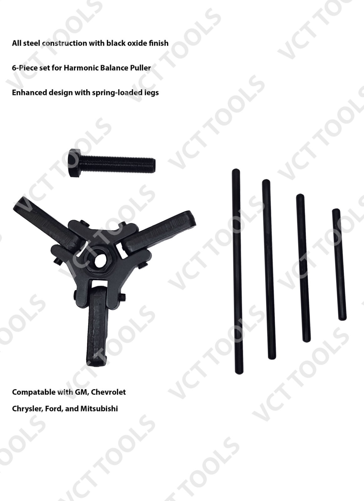 Harmonic Pulley Remover Set | 3-Jaw Extractor Tool for Crank & Damper