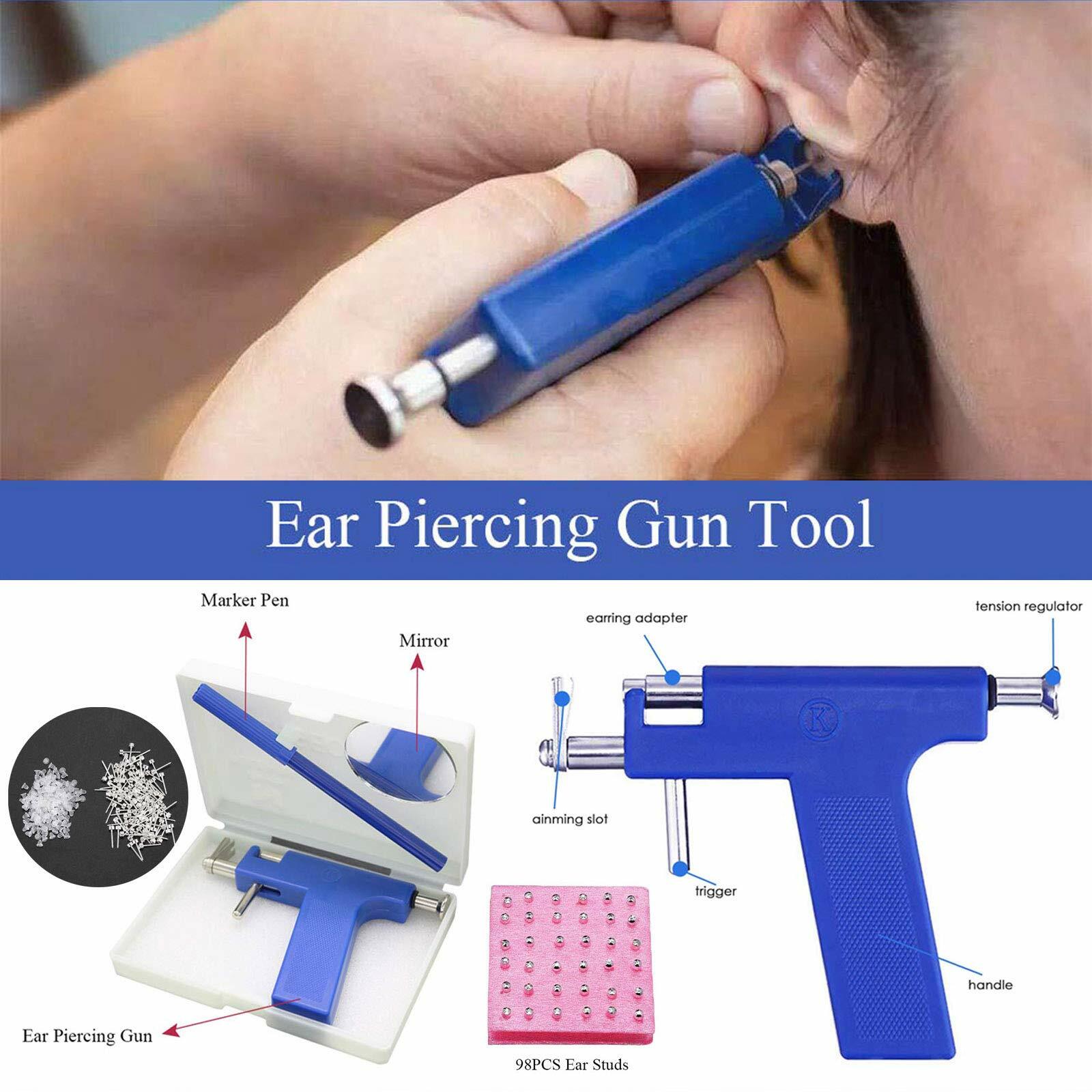 133x Ear Body Piercing Gun Kit Nose Ear Pin Stud Earrings Machine for Home Salon