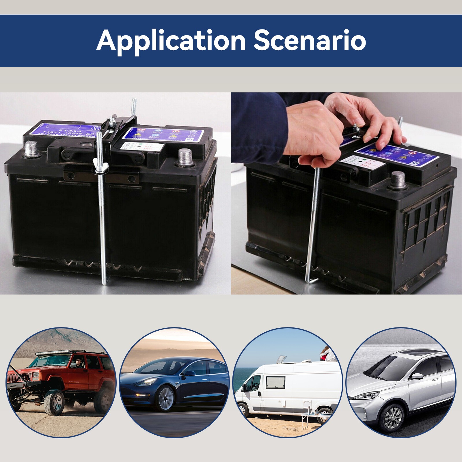 Adjustable Crossbar Storage Battery Hold Down Holder Bracket Rack Car Universal