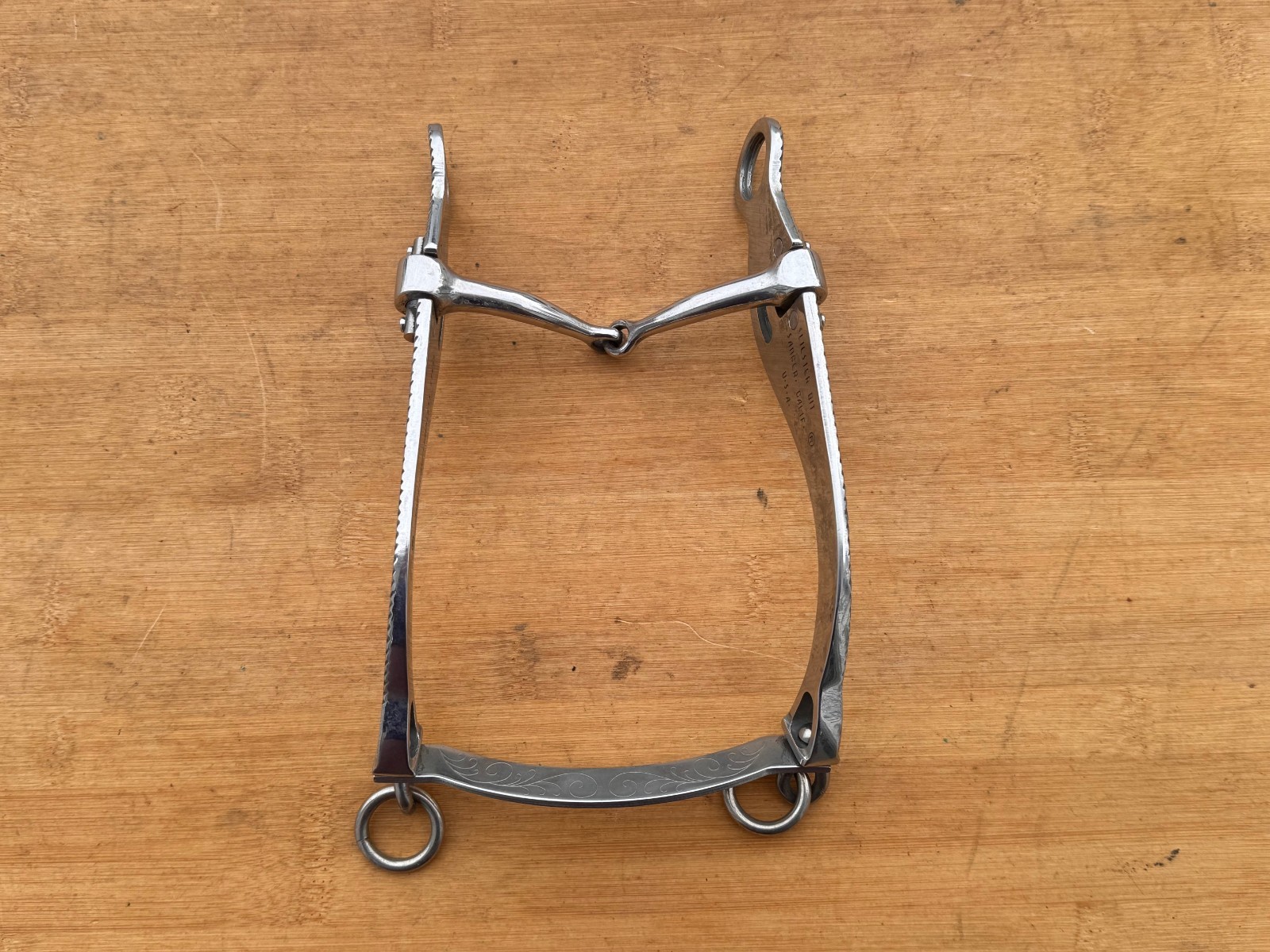 SLIESTER Engraved Surgical Steel Smooth Jointed Western Horse Bit ~ 4.5"