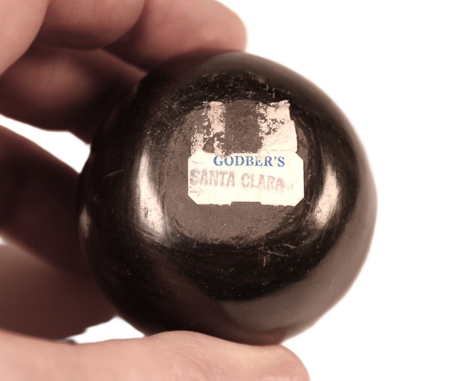 Santa Clara Pueblo Black Bowl Pottery Mid/Late 20th Century 1.25" H x 1.75" D