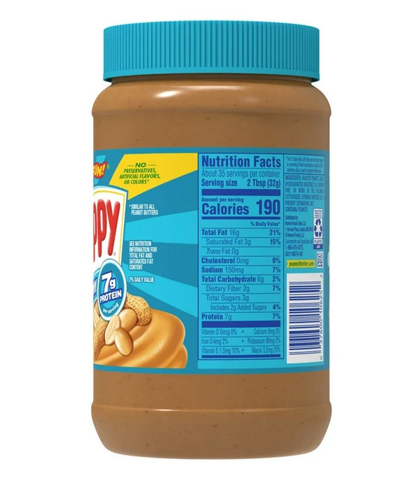 SKIPPY Peanut Butter, Creamy, 7 g protein per serving, Shelf-Stable, 40 oz Plast