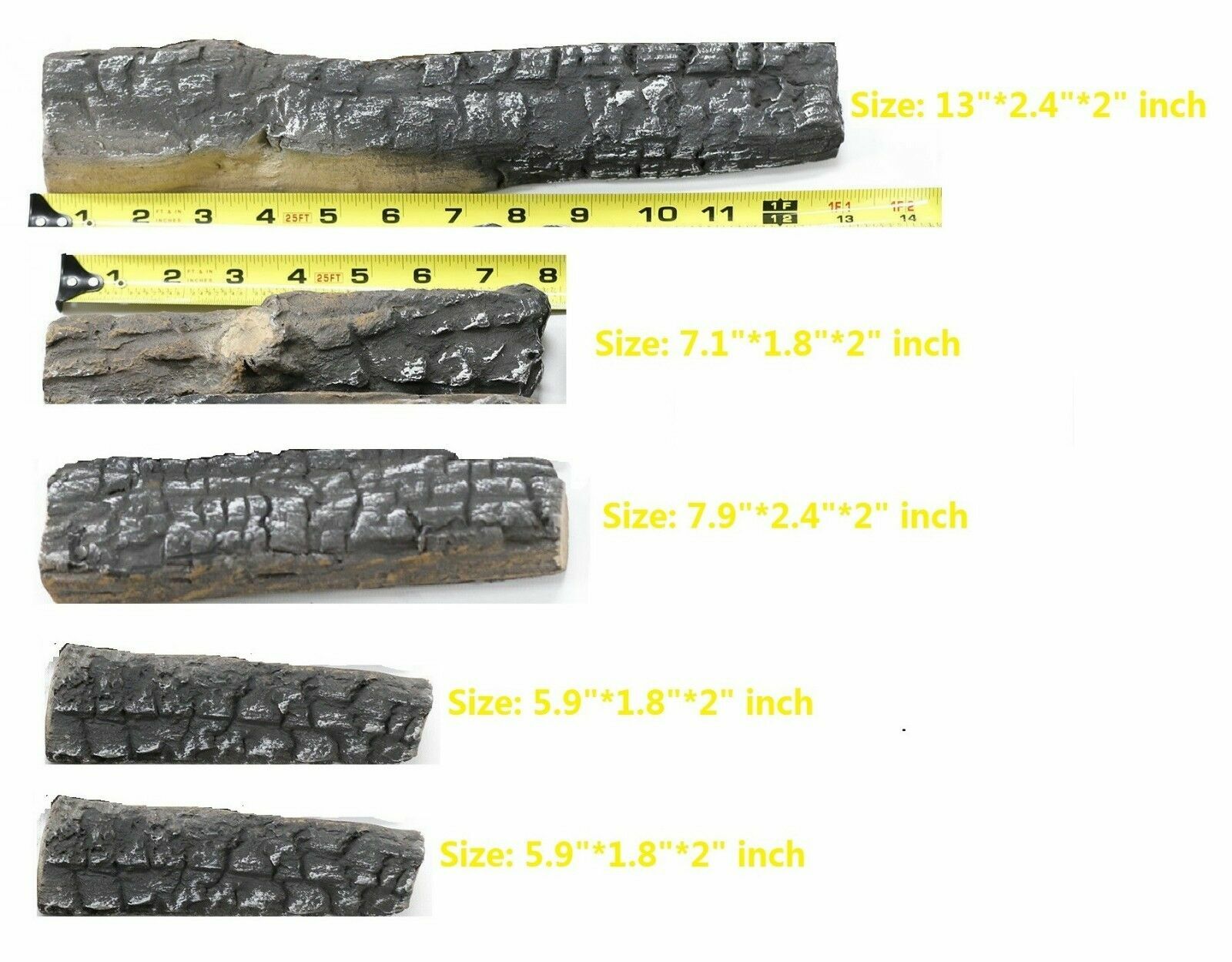 4 5 8 9 10 Pcs Ceramic decorative Log for Gas Pronane firepit Fireplace, stoves