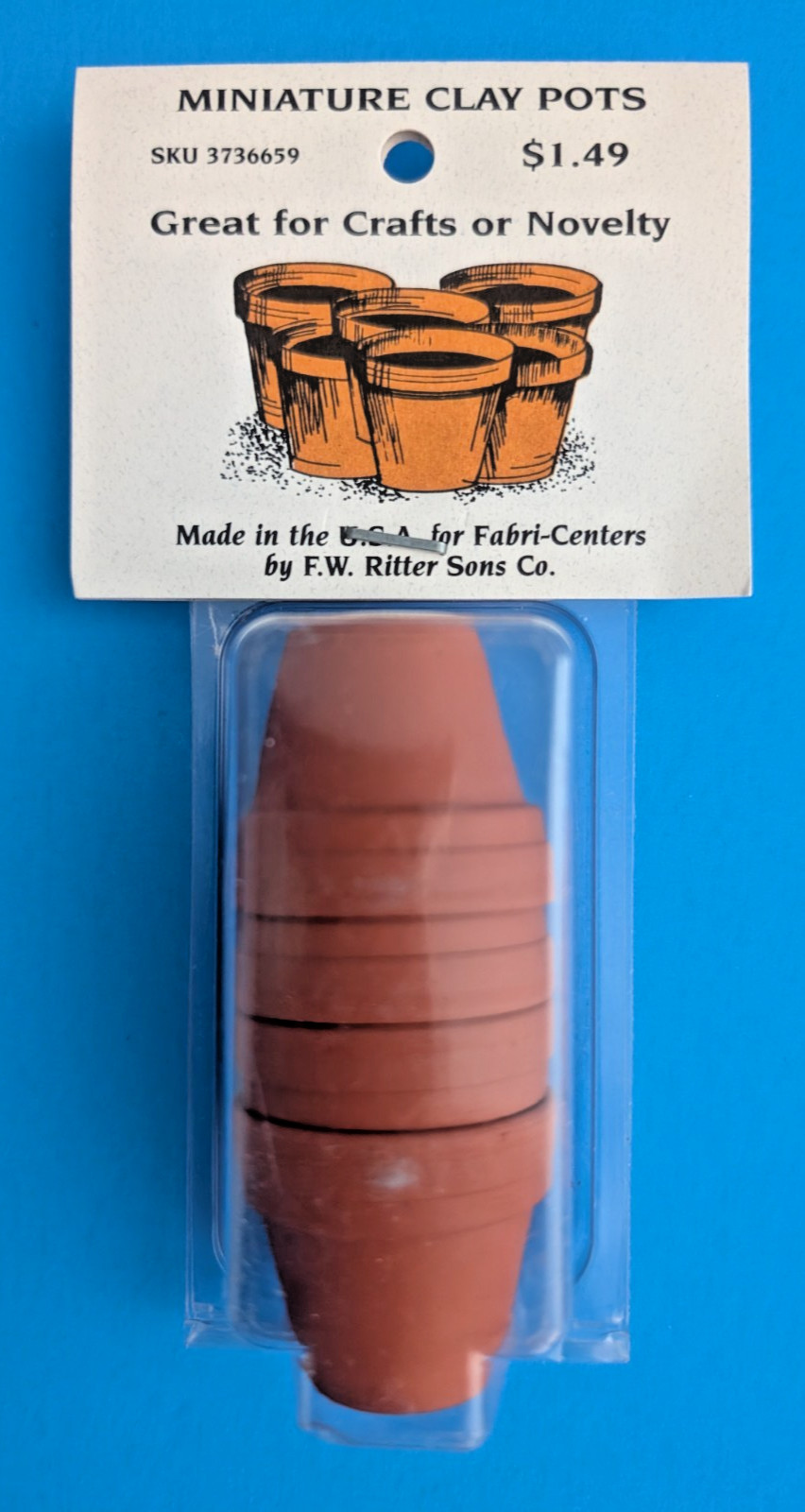 Lot of 40 Miniature Clay Terra Cotta Pots 1"; Vintage USA; NOS in Packs of 4