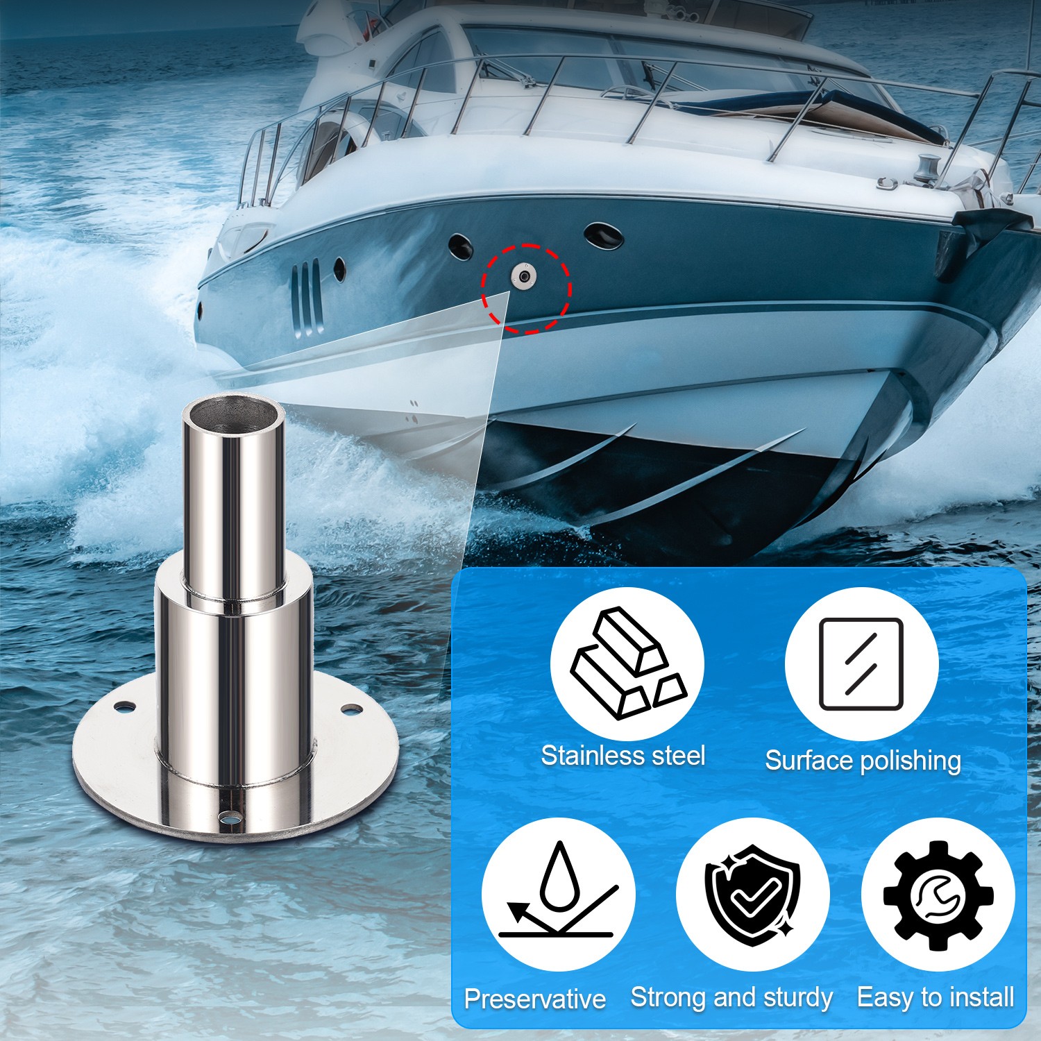 Thru Hull Exhaust Fitting 24mm 316 Stainless Steel For Diesel Parking Heaters US