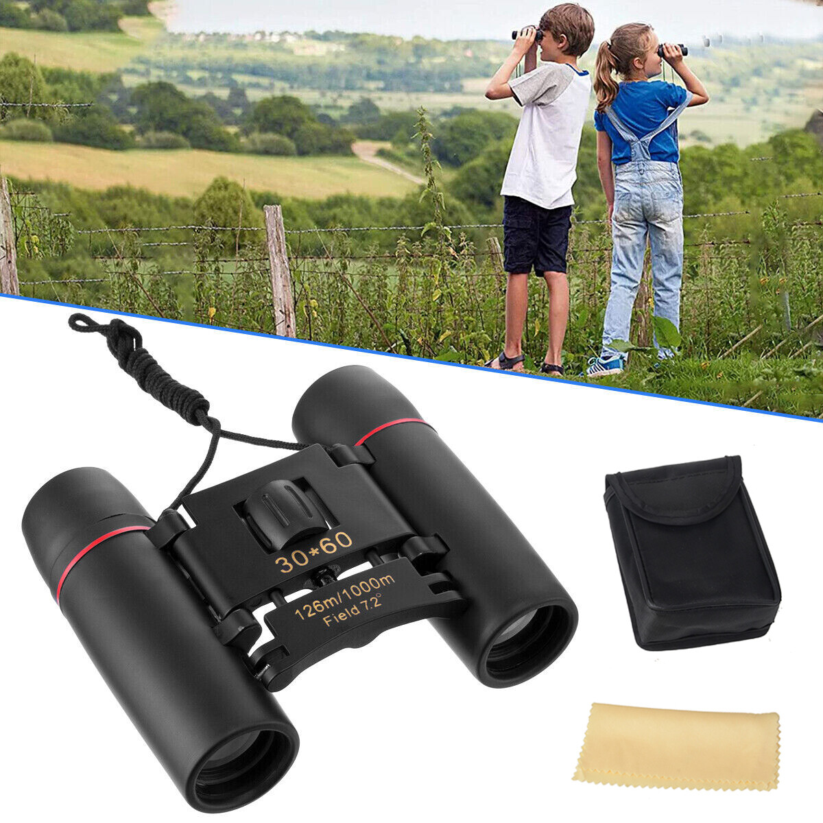 Mini Binoculars Telescope 30X60 Zoom Day Night Vision Foldable Travel Hunting US
