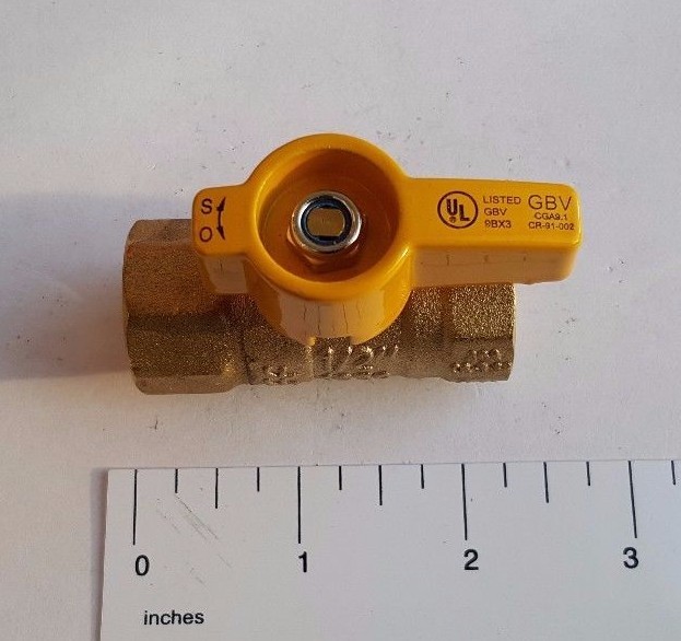 10) 1/2" IPS BRASS GAS BALL VALVE, CSA APPROVED 1/4 TURN - PROPANE, NATURAL GAS