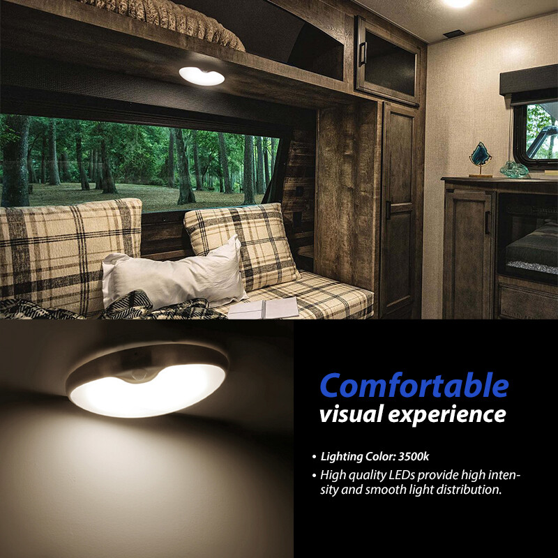 Black 12V LED Motion Sensor Light RV Boat Ceiling Down Light Fixture Switch UL