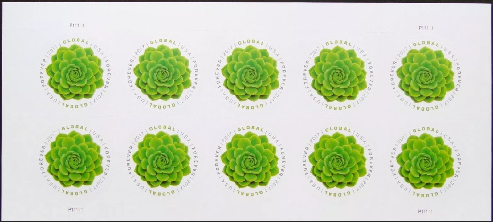 USA 2017 Stamps Global Forever Green Succulent Sheet of 10 x $1.70 = $17.00
