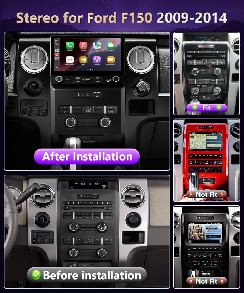 For Ford F-150 2009-2014 10" Carplay Android 15 Car Stereo Radio GPS Navi 2+64GB