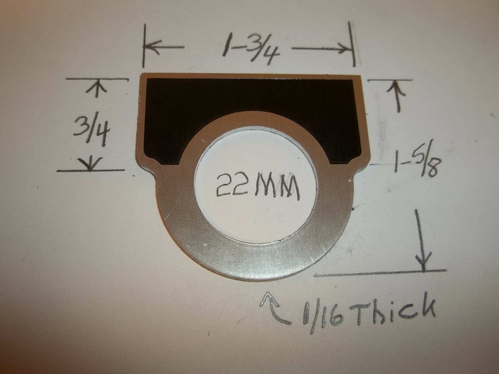 Pushbutton Legend Plate  Name Plate 22mm U blank BLACK ALUMINUM  (4 PCS) sprech