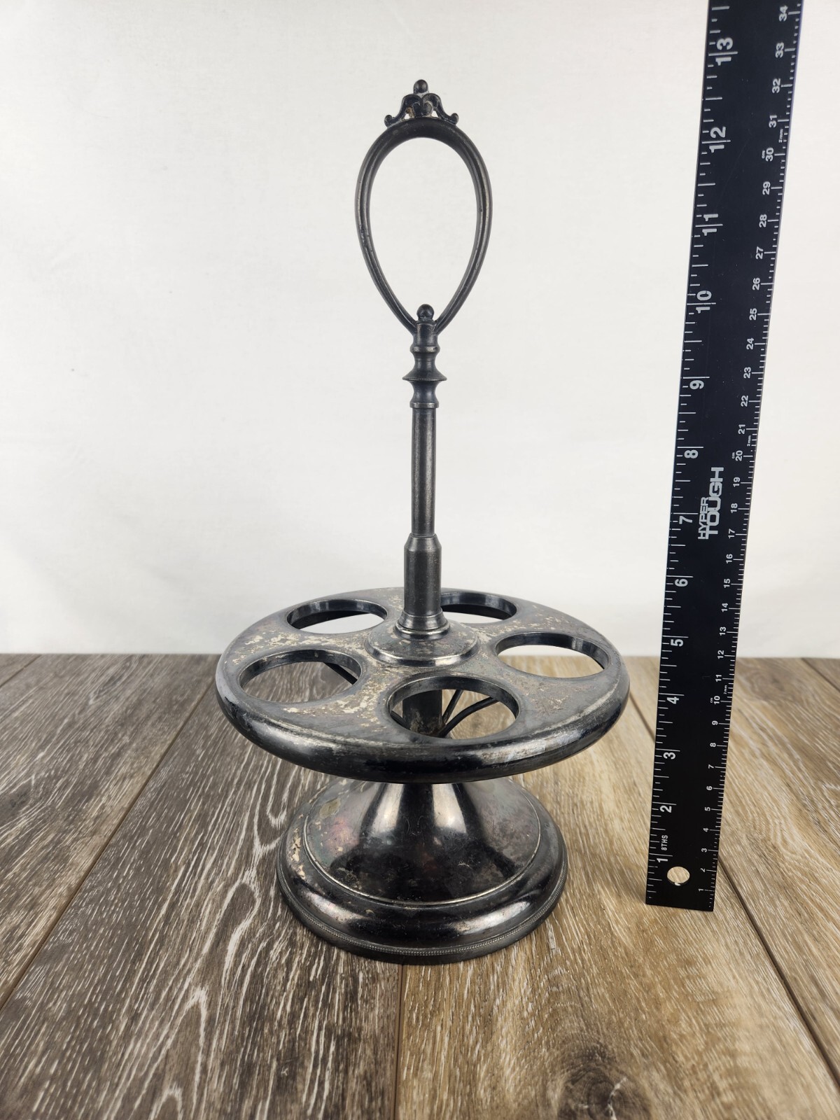 Antique Silver Plate Cruet Castor Condiment Serving Tray Set w/ 5 Bottles