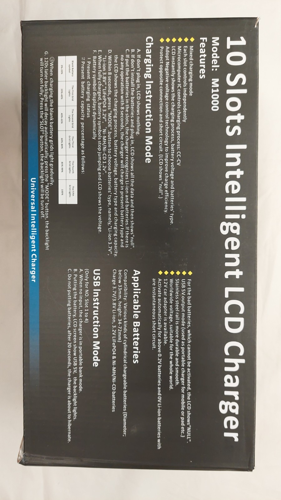 Nokoser M1000 Intelligent LCD Battery Charger NiCd NiMH Li-ion LiFePO4 Powerbank