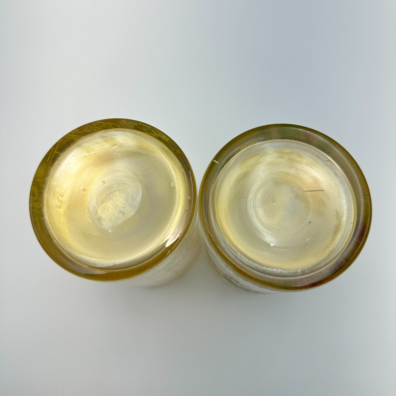 MCM Drinking Glasses Set Butterfly Floral Art Painted 6in Tall Vintage Decor