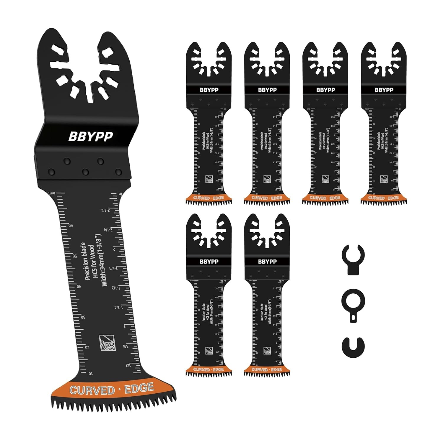 6pcs Curved Extra-Long Oscillating Saw Blades, 2-3/4 Extra long (6pcs), Black
