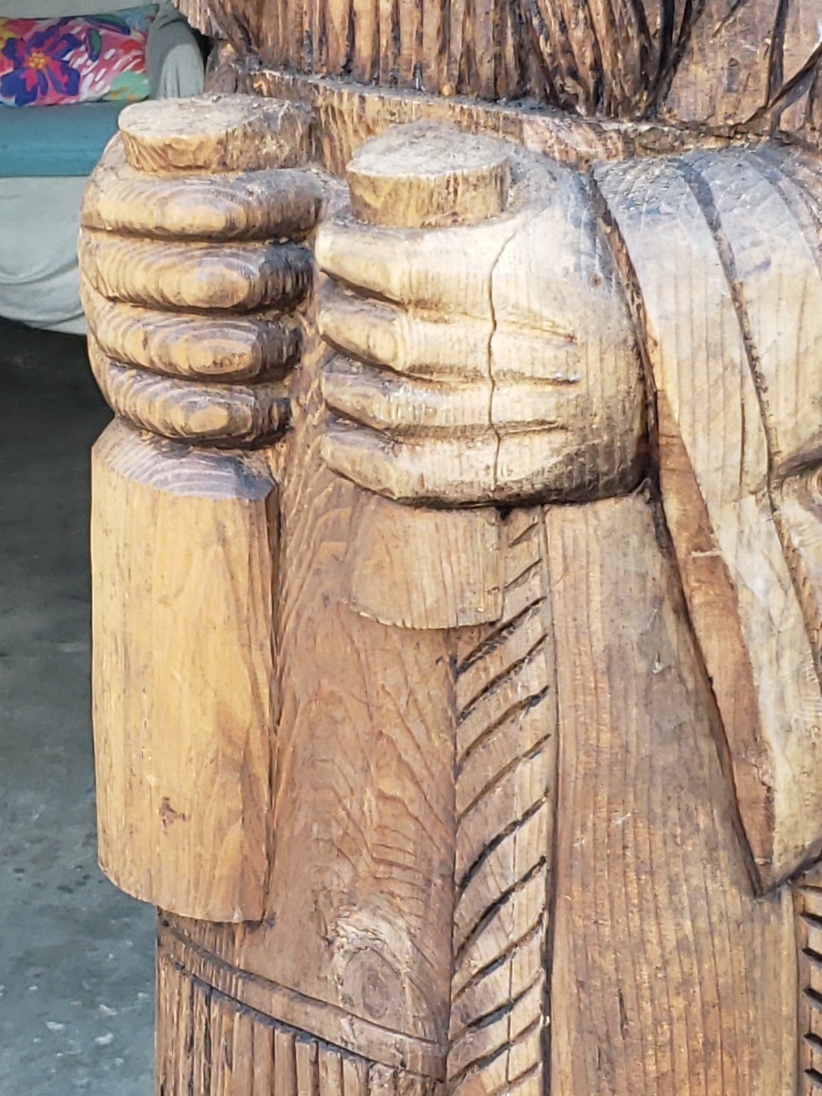 One of a kind 6' / 72lbs. CIGAR STORE INDIAN hand carved from oak