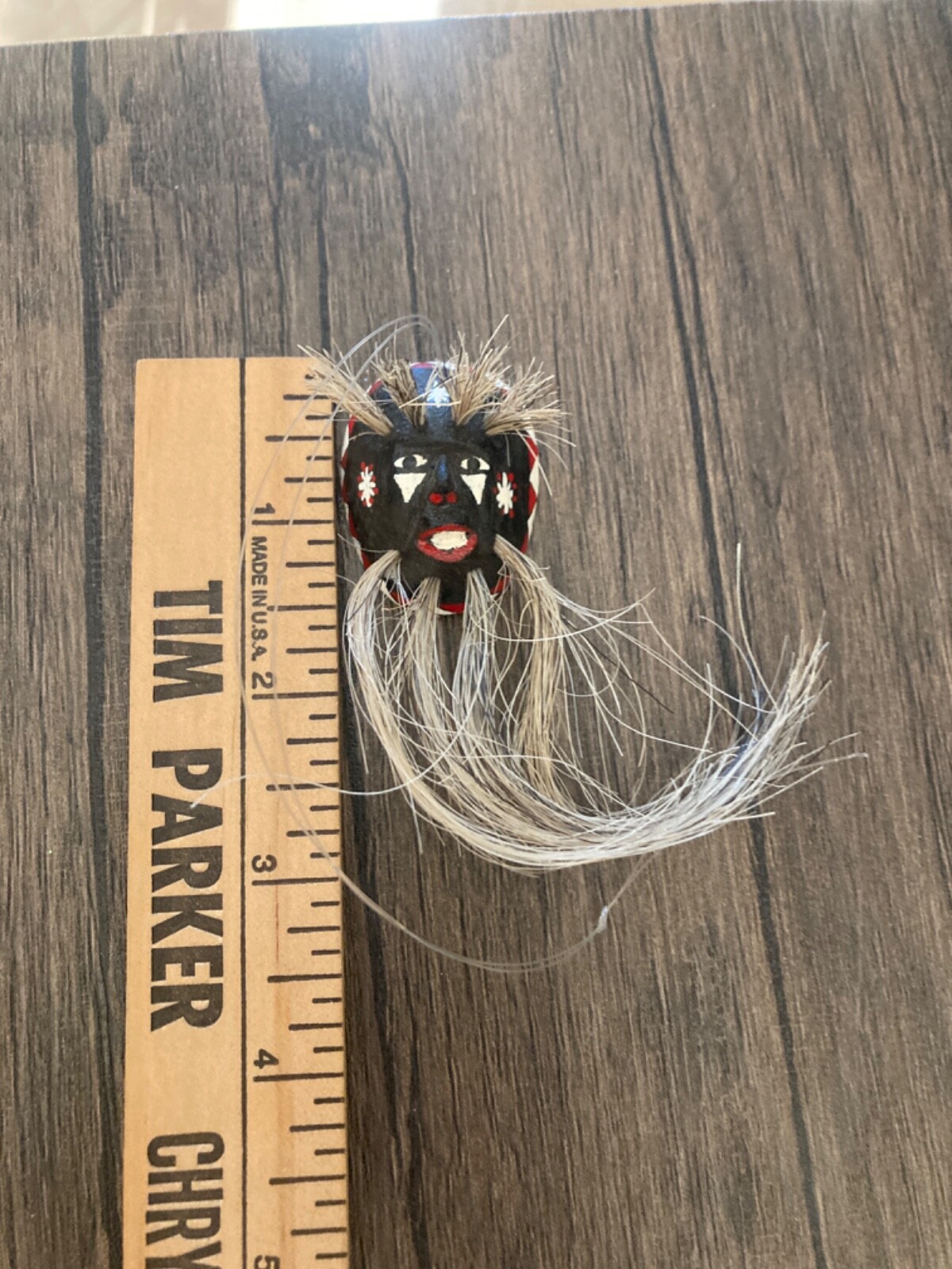 Vintage Miniature Yaqui Indian Pascola Dance Mask with Horsehair 1 1/2"