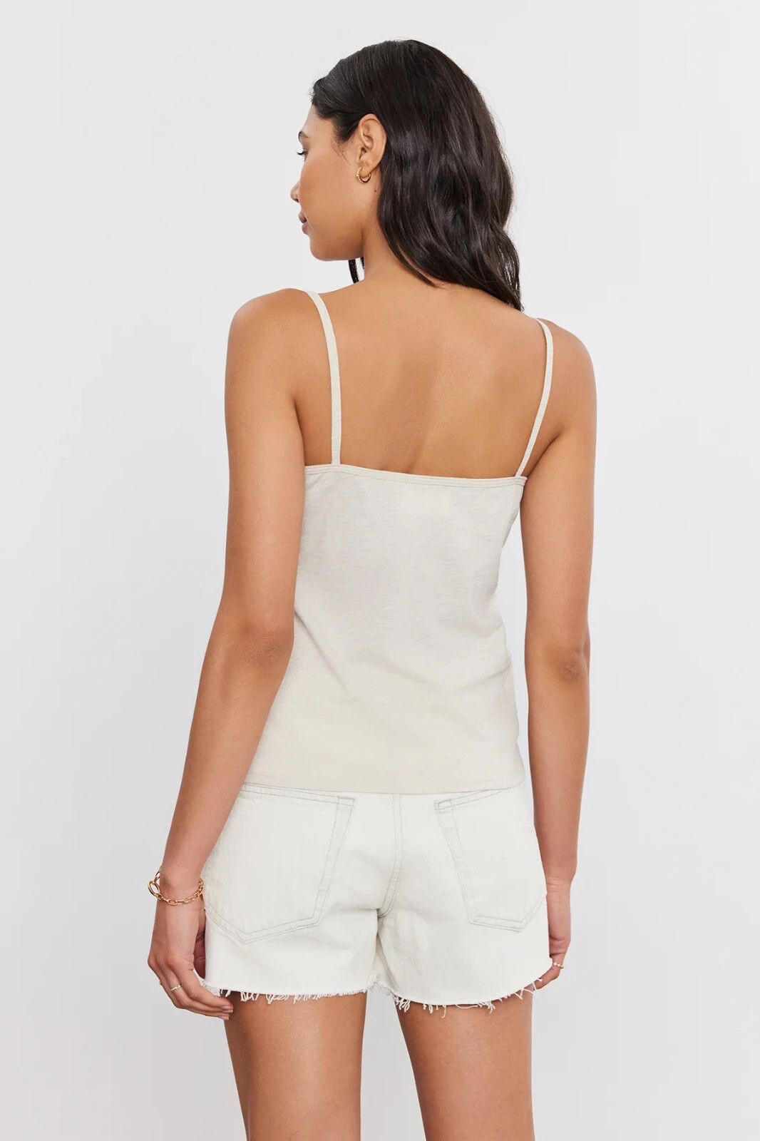 VELVET By Graham & Spencer Peg Cotton Slub Ruched Tank Top Sand S $85 H14