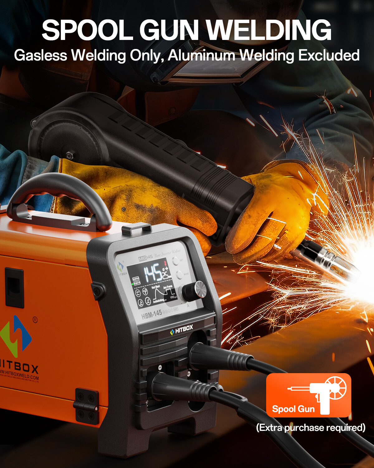 Hitbox 4IN1 MIG Welder Spool Gun/MMA/Gasless/Lift TIG Welding Machine 110V&220V