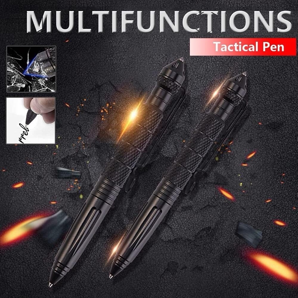 1 Tactical Pen Aluminum Self Defense with Glass Breaker Pen Writing Black EDC