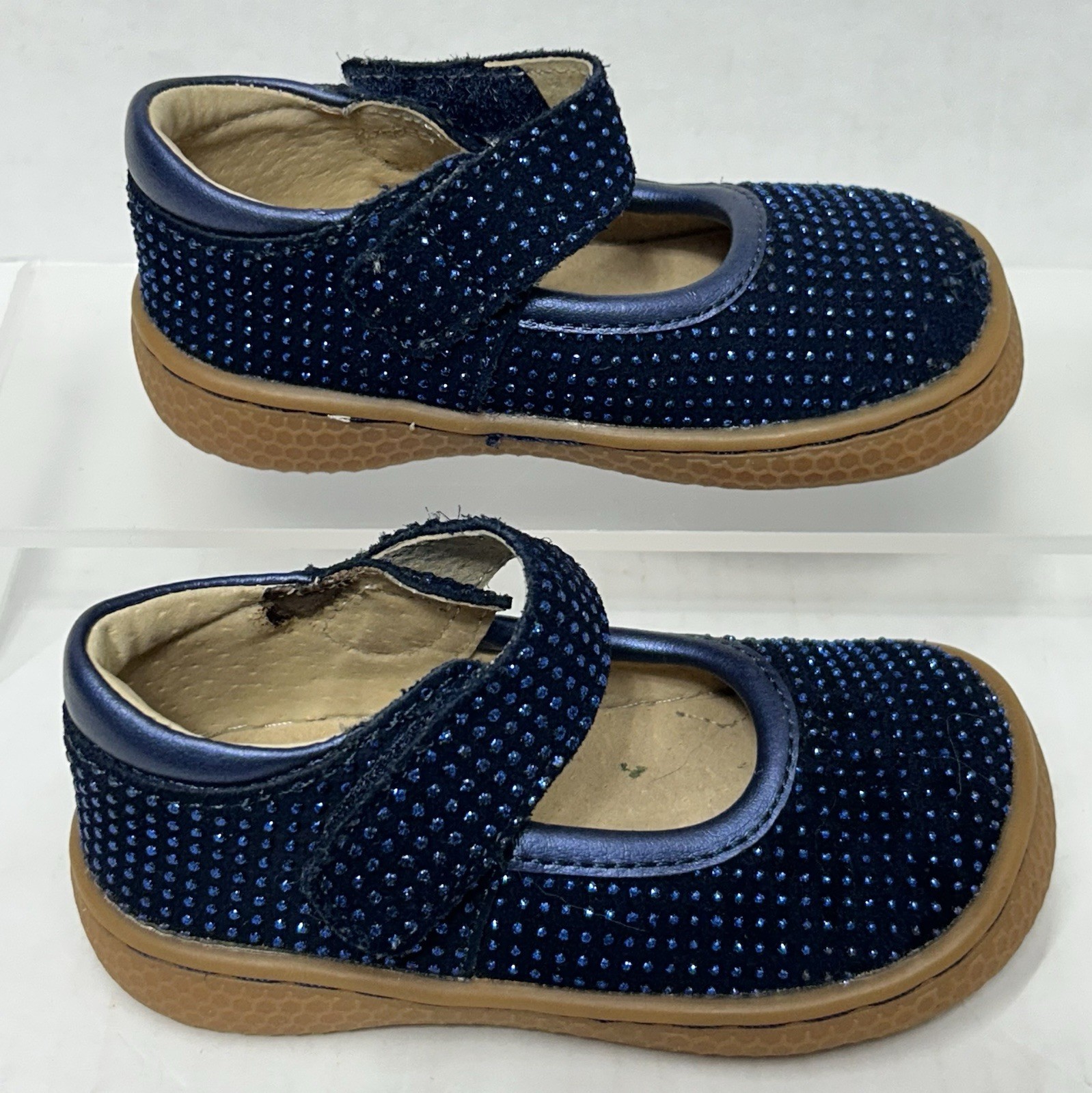 Livie And Luca shoes maryjanes baby 4 Navy Sparkle Gemma Pebble Glitter *EUC