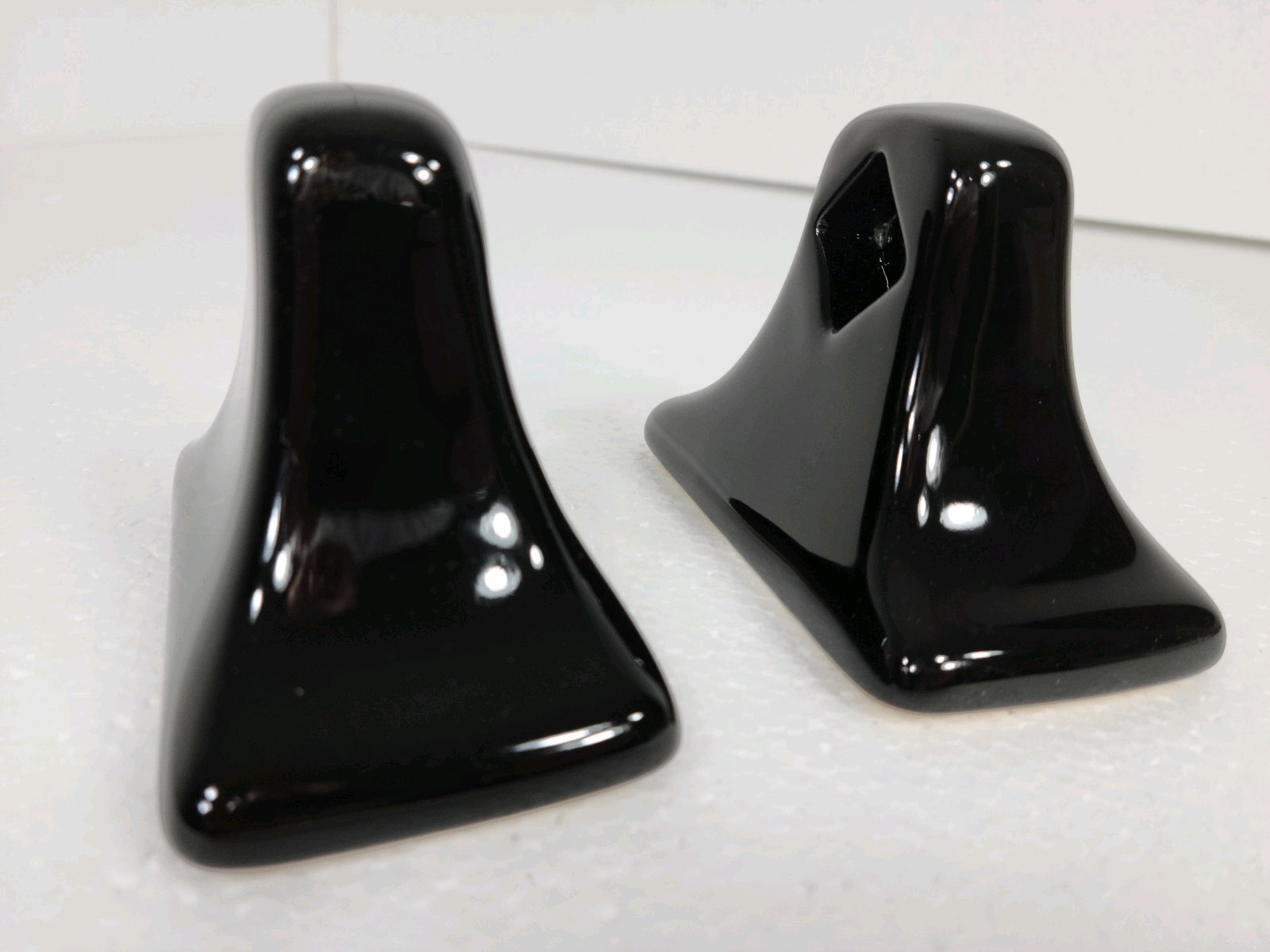 Vintage Black Ceramic Towel Bar Rod Rack Post Holders Flat Back Glue over Tile