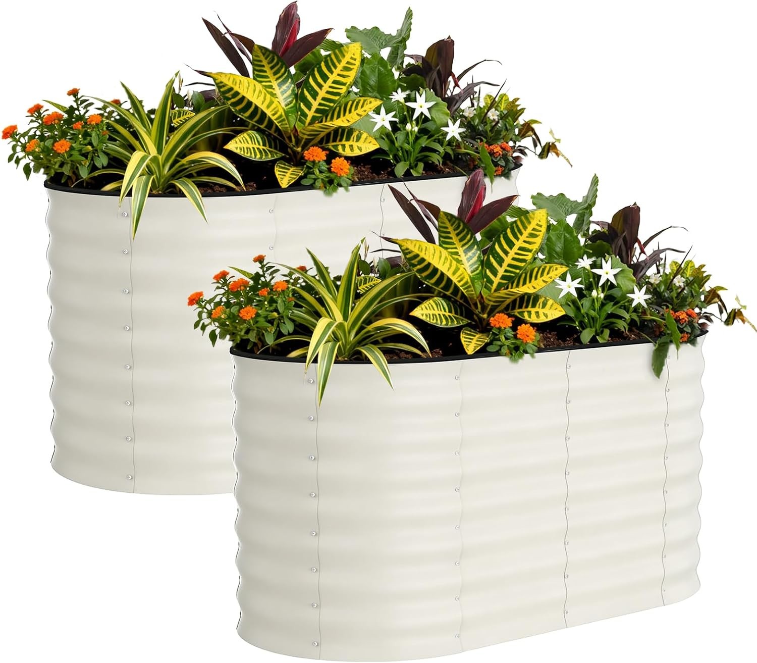 2 Pack Galvanized Raised Garden Bed Outdoor, 4 x 2 x 2 ft Metal Planter Box