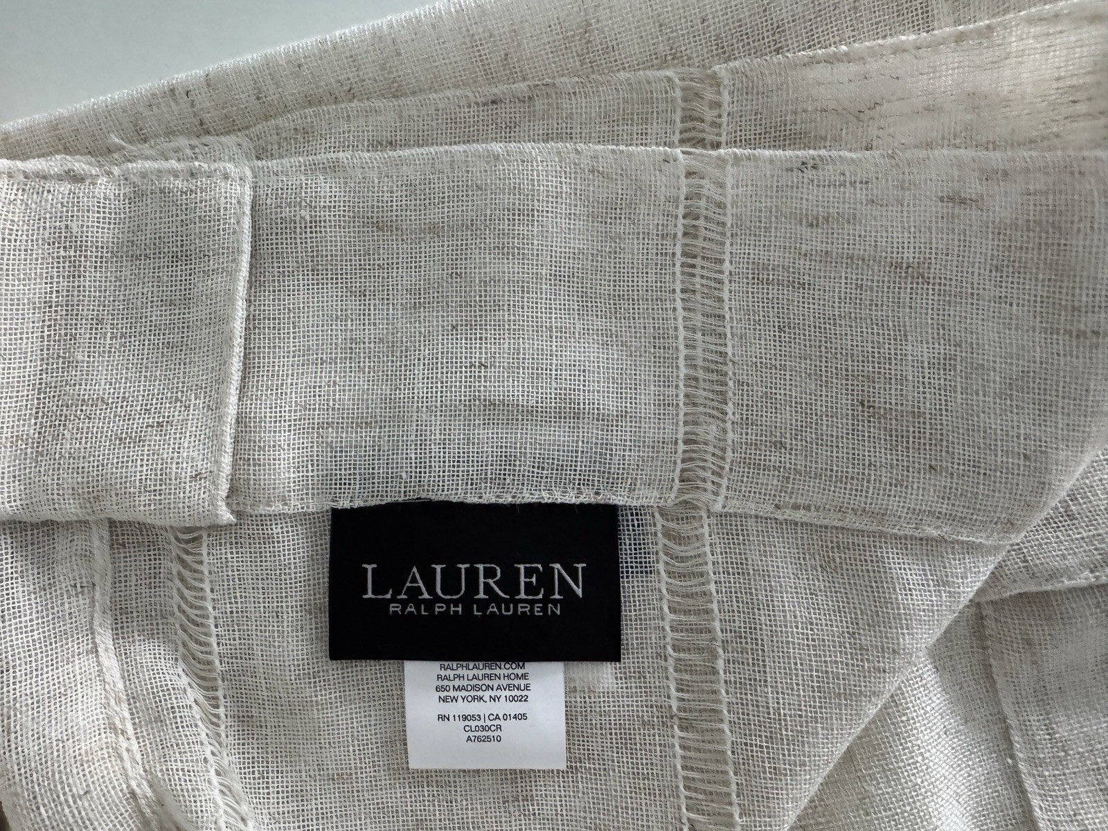 New Ralph Lauren Window Curtains 2 Panels Beige 54 x 96 Linen Hamilton Back Tab