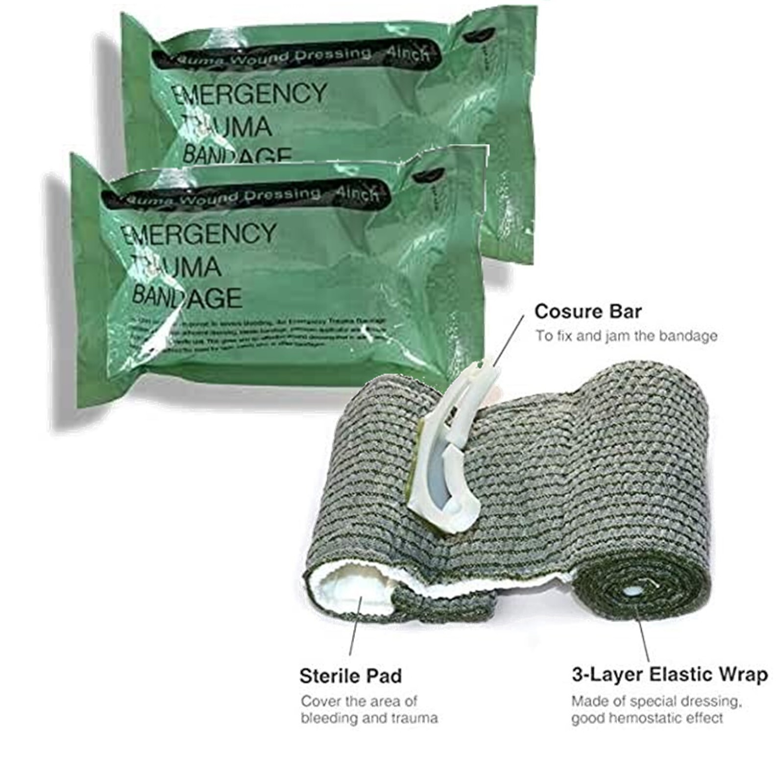 *2-Pack* Medical 4”  Emergency Trauma Bandage