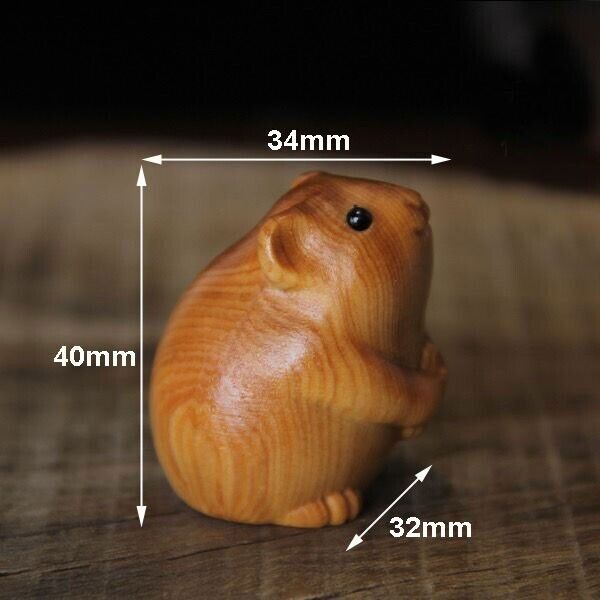 Cliff cypress Wood Carved Figurine Home Desktop Decoration Statue Animal Rat Toy