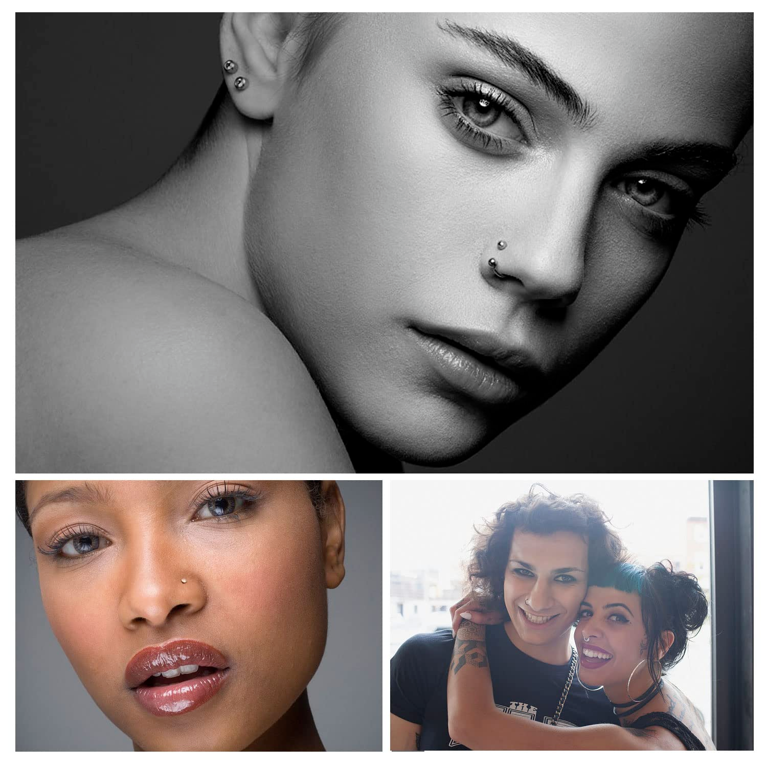 Nose Piercing Kit, 2 Pack Disposable Self Nose Piercing Gun with ring