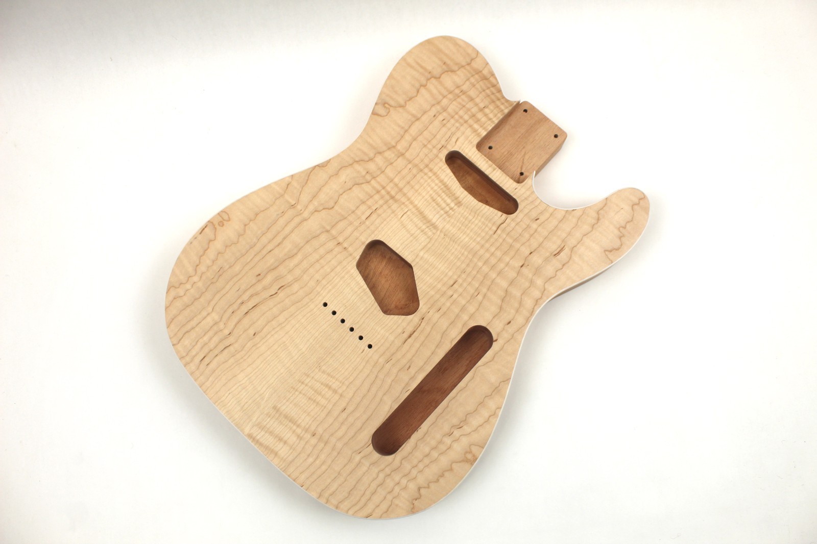 Guitar Body - T-Style - Curly Maple on Mahogany 1 Piece- Fits Fender Telecaster