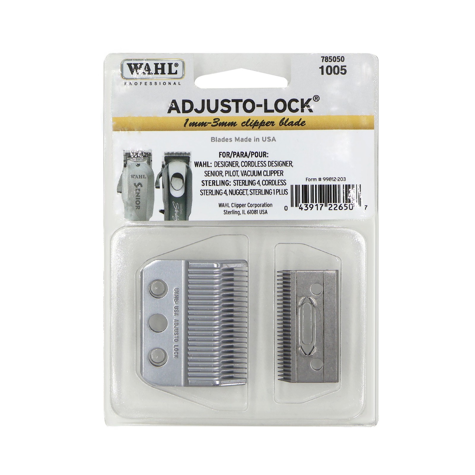 Wahl 1005 Adjusto-Lock 1mm-3mm Clipper Blade 3 Hole For Designer, Senior, Pilot