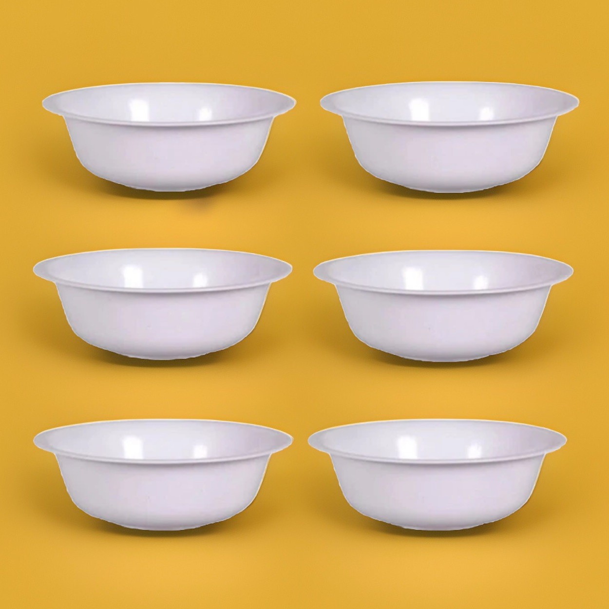 6-Pack Sturdy WHITE Cereal Bowls 6.5" Wide BPA-FREE Plastic FAST FREE SHIPPING