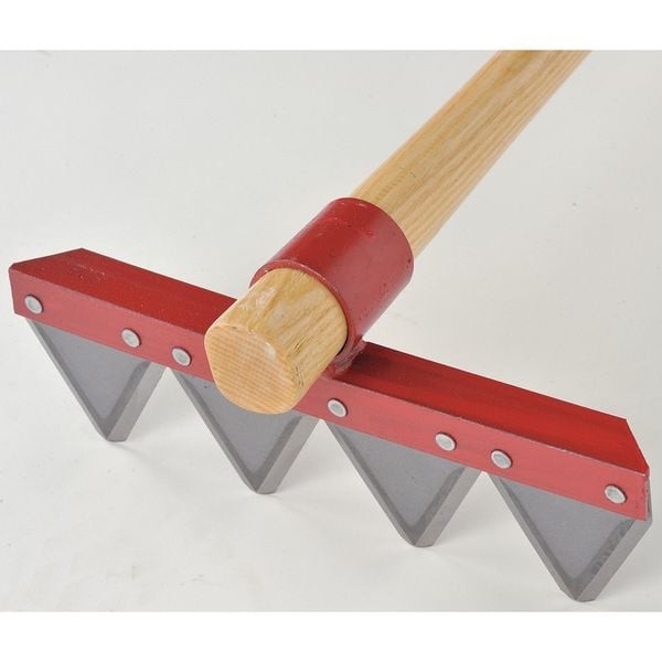 Council Tool Lw12-60 12 In Steel Fire Rake, 4 Tines, 60 In L Wood Handle
