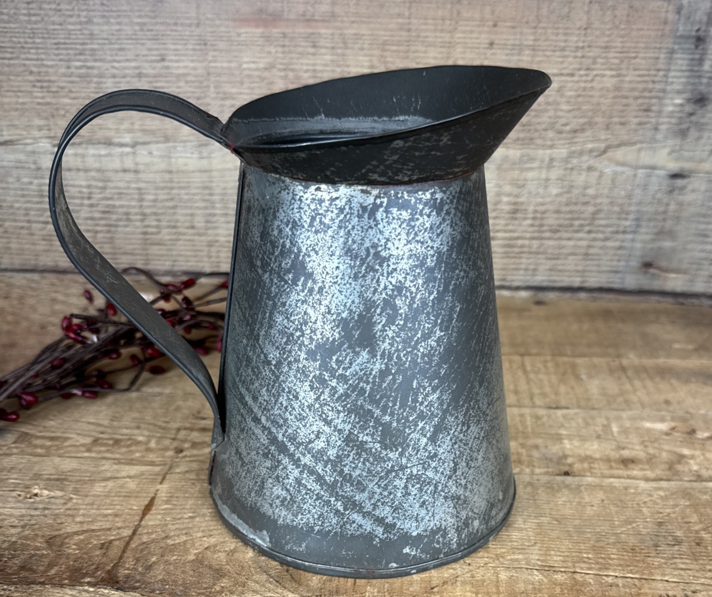 Early Antique Tin Pitcher Tinsmith Made Primitive Pitcher
