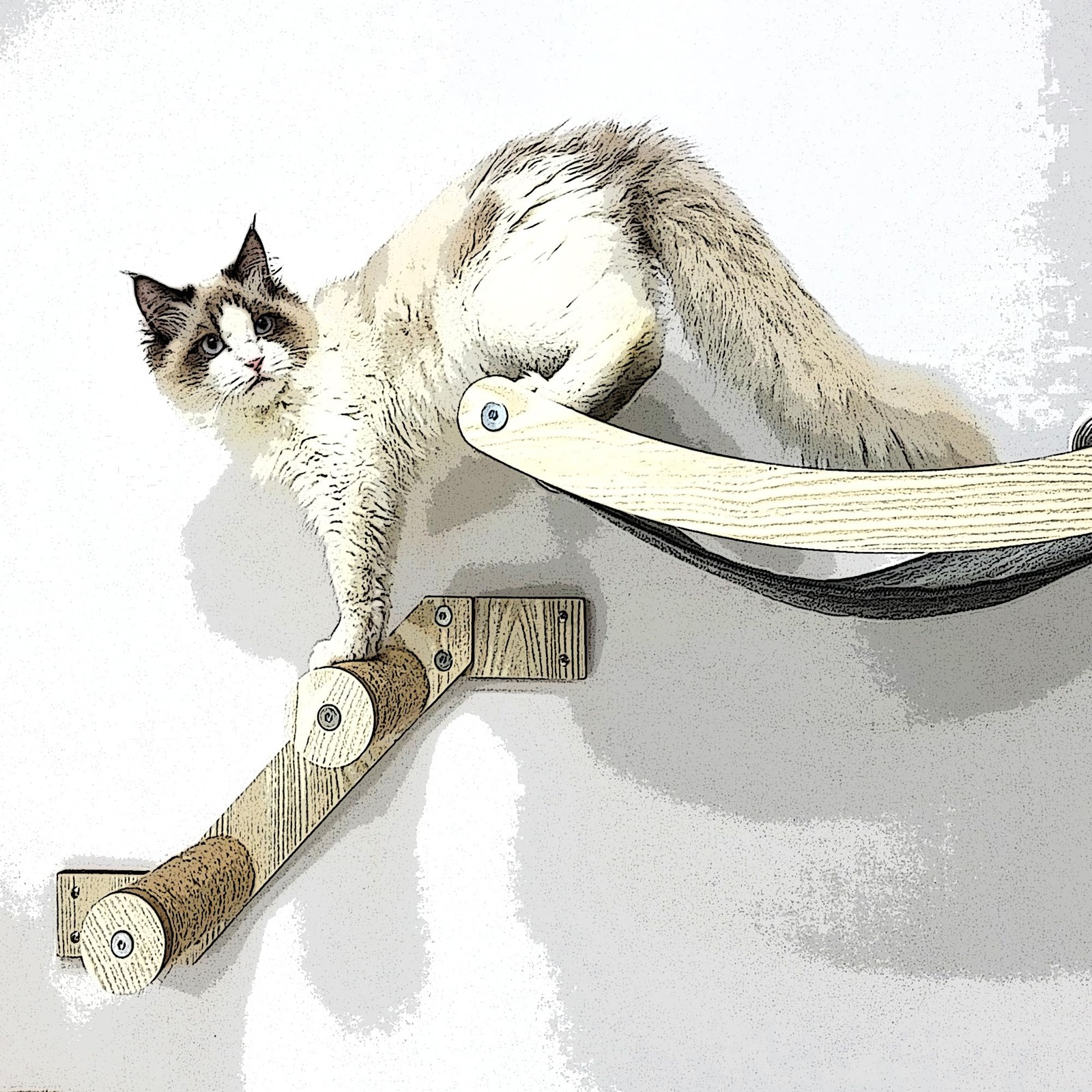 HeyKitten 17" Cat Wall Hammock for 2x4 Stud Mount Stylish Floating Kitten She...