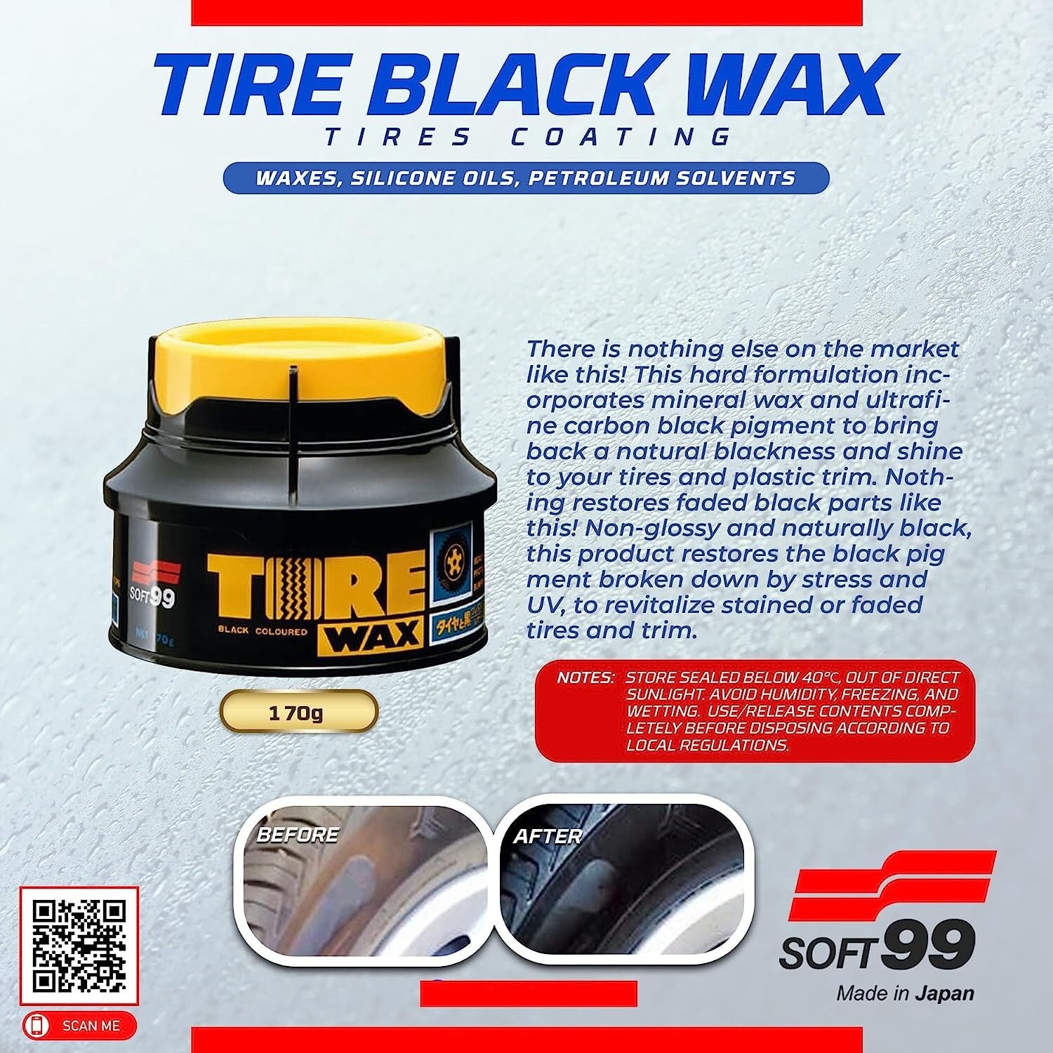 SOFT99 02015 TIRE BLACK WAX 170g paste wax