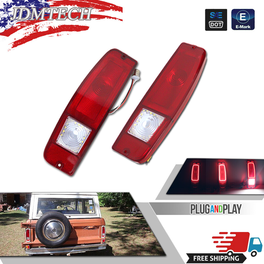 Pair (2) 1967-1972 Ford Truck 1967-1977 Bronco Red Tail Lights Taillamps LH+RH